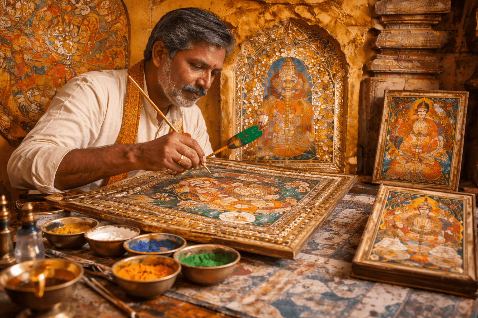 Traditional Indian artisan crafting beautiful handmade items